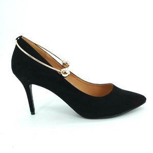 Andiamo Womens Pump Bracelet Black Faux Suede Slim Heels Slip On 7 Wide‎ NEW